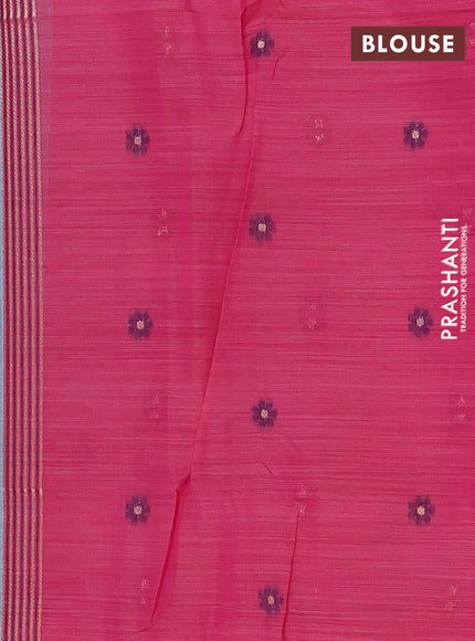 Jamdhani cotton saree grey and pink with thread woven buttas and jamdhani pallu