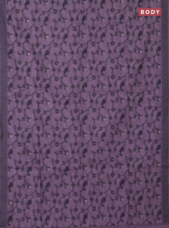 Jamdhani cotton saree lavender and purple with allover thread weaves and jamdhani pallu