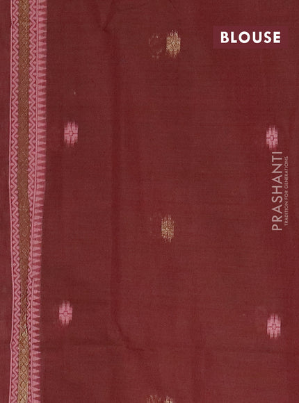 Jamdhani cotton saree dark peach shade and maroon with allover thread weaves and jamdhani pallu