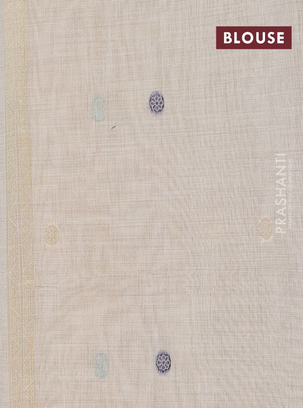 Jamdhani cotton saree beige and maroon with thread woven buttas and jamdhani pallu