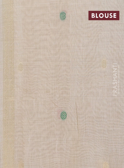 Jamdhani cotton saree beige and black with thread woven buttas and jamdhani pallu