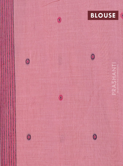 Jamdhani cotton saree peach pink with thread woven buttas and jamdhani pallu