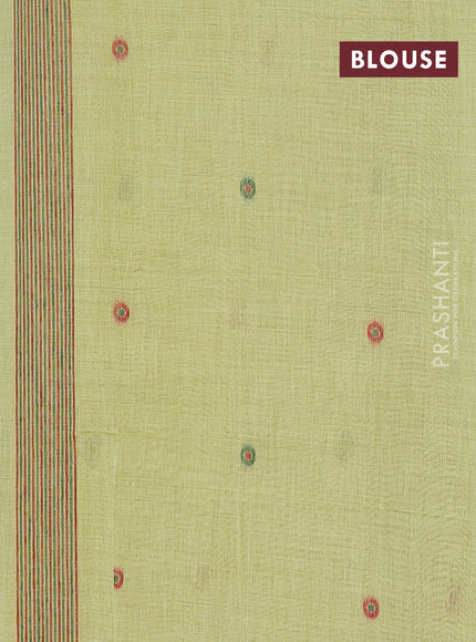 Jamdhani cotton saree pista green with thread woven buttas and jamdhani pallu