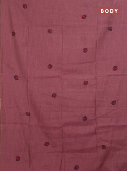 Jamdhani cotton saree mauve pink and maroon with thread & zari woven buttas and jamdhani pallu