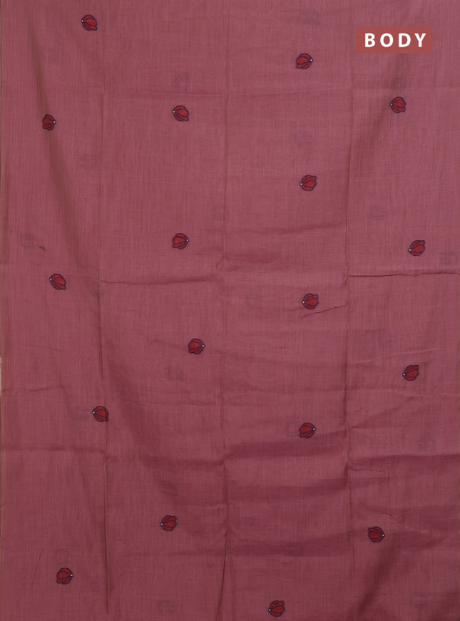 Jamdhani cotton saree mauve pink and maroon with thread & zari woven buttas and jamdhani pallu