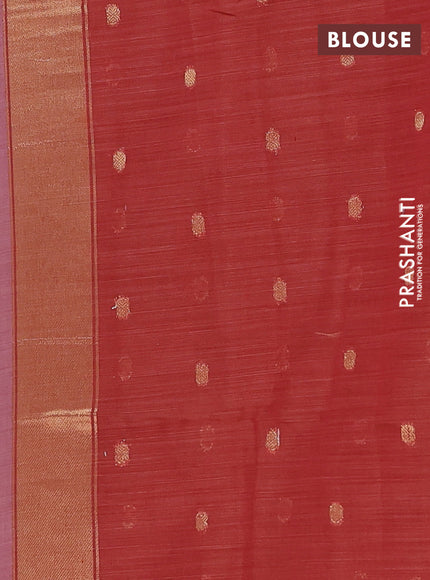 Jamdhani cotton saree mauve pink and maroon with thread & zari woven buttas and jamdhani pallu