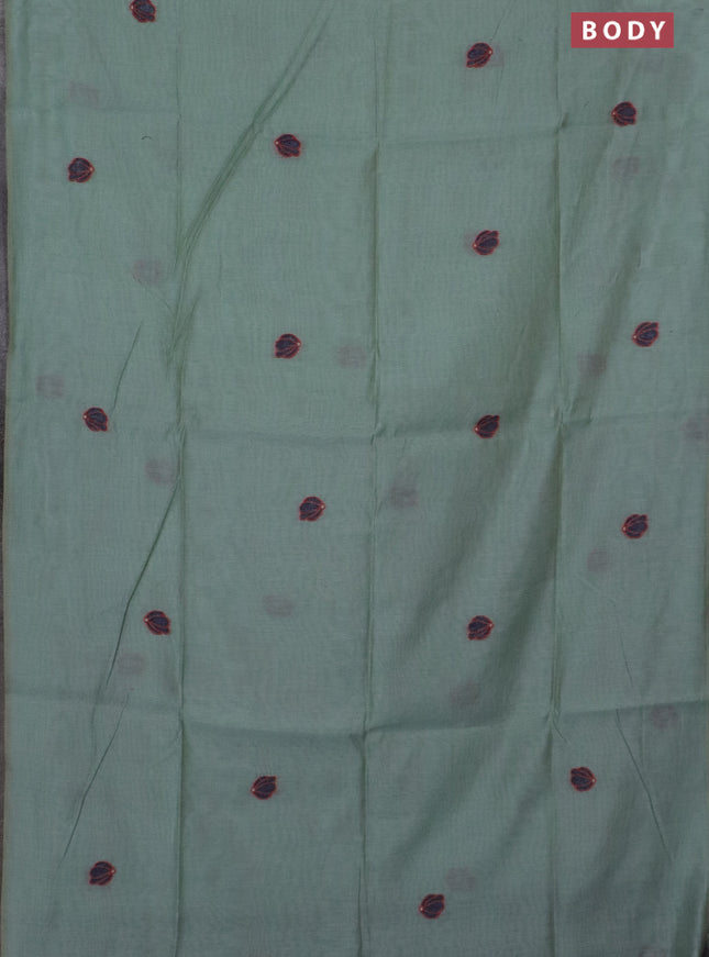 Jamdhani cotton saree teal green shade and navy blue with thread & zari woven buttas and jamdhani pallu