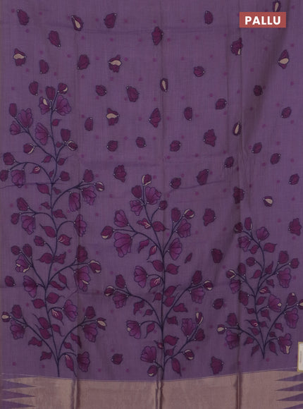 Jamdhani cotton saree pastel purple and purple with thread & zari woven buttas and jamdhani pallu