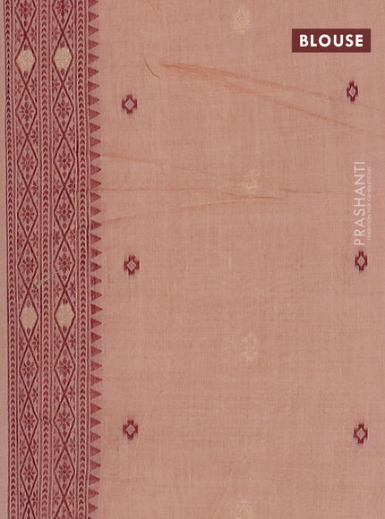 Jamdhani cotton saree pale orange with thread woven buttas and jamdhani pallu