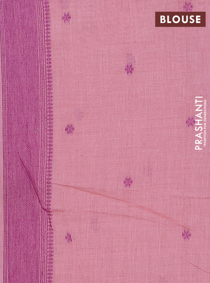 Jamdhani cotton saree peach pink with thread woven buttas and jamdhani pallu