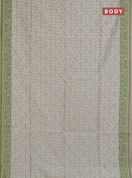 Jamdhani cotton saree beige and mehendi green with allover thread weaves and jamdhani pallu