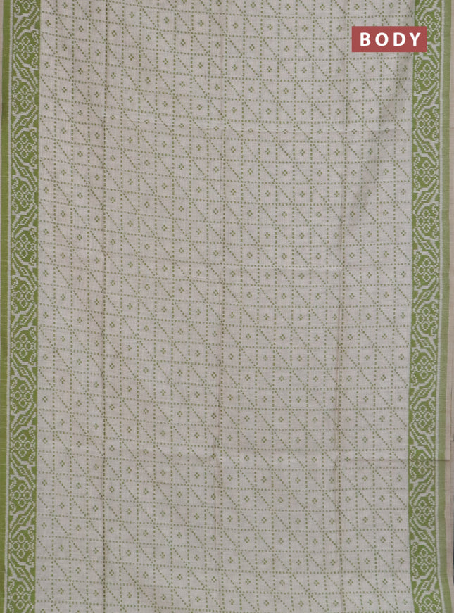 Jamdhani cotton saree beige and mehendi green with allover thread weaves and jamdhani pallu