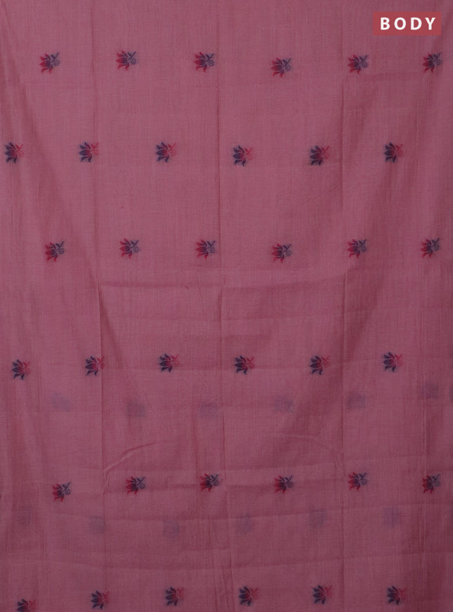 Jamdhani cotton saree peach pink and pink with floral thread woven buttas and jamdhani pallu