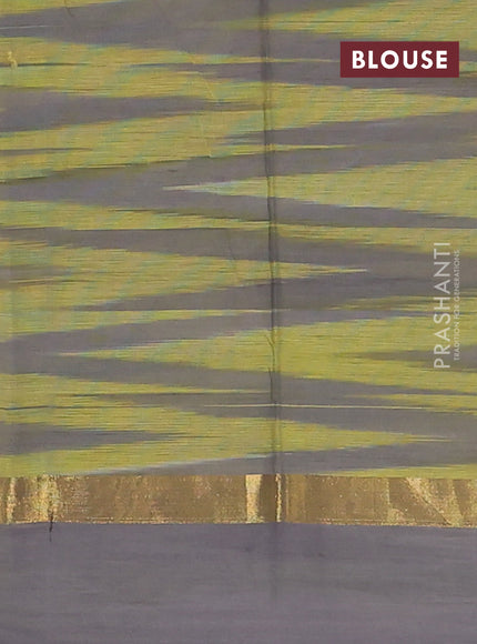 Chirala cotton saree yellow and grey shade with allover ikat weaves & butta prints and zari woven printed border