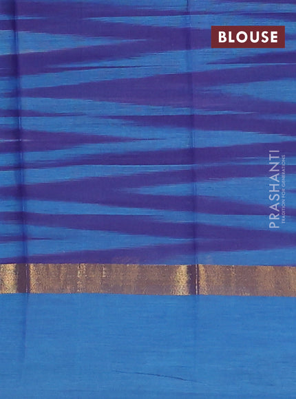 Chirala cotton saree blue and light blue with allover ikat weaves & butta prints and zari woven printed border