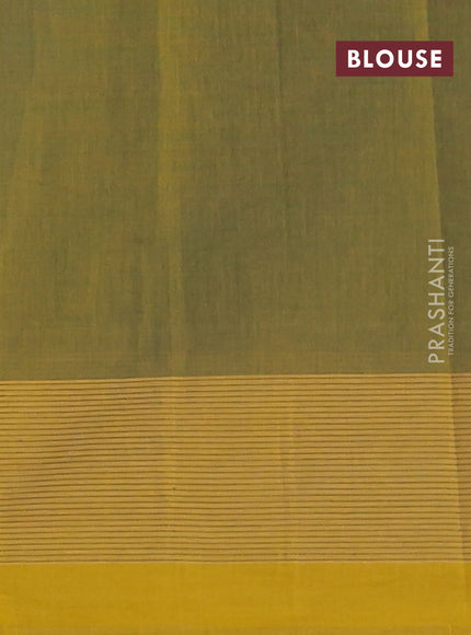Chirala cotton saree peacock green and mustard yellow with allover butta prints and printed border