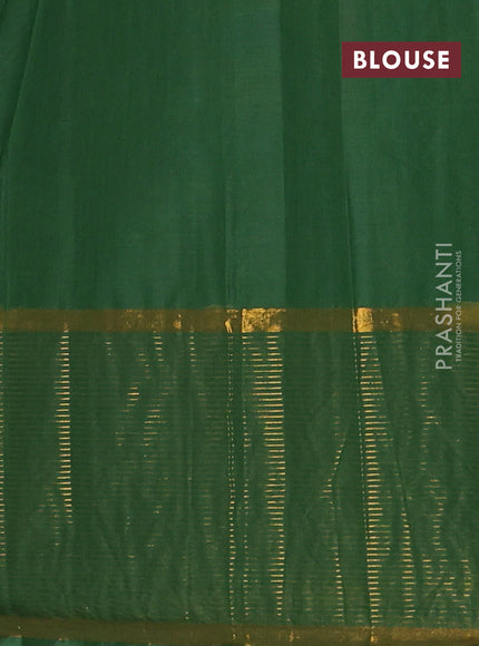 Chirala cotton saree green with floral butta prints and long zari woven border