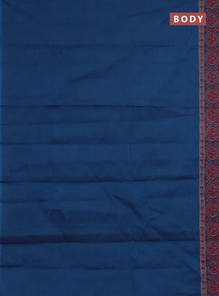Chirala cotton saree peacock blue with plain body and printed border