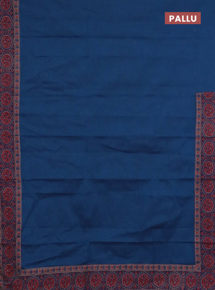 Chirala cotton saree peacock blue with plain body and printed border