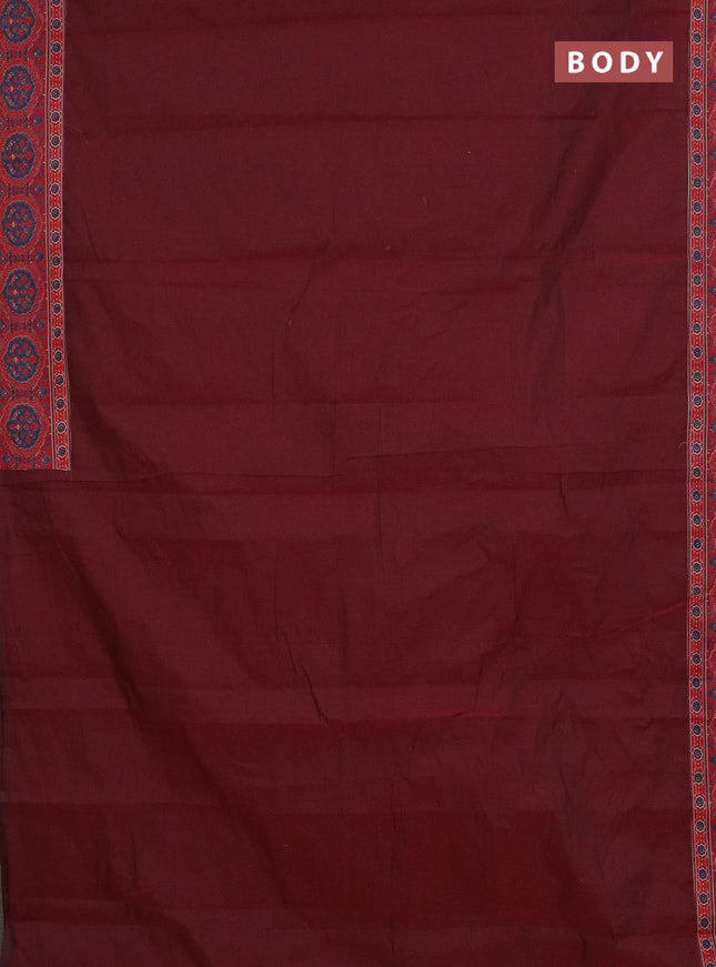 Chirala cotton saree deep maroon with plain body and printed border