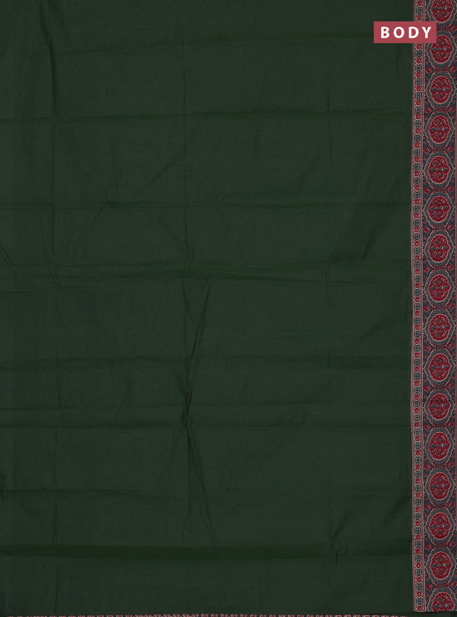 Chirala cotton saree bottle green with plain body and printed border