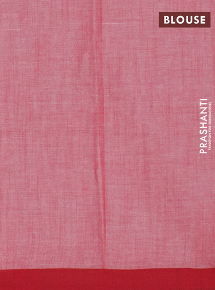 Chirala cotton saree off white and red with allover floral prints and printed border