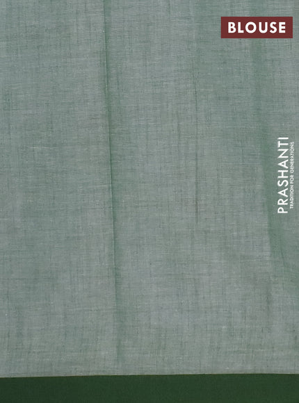 Chirala cotton saree off white and green with allover floral prints and printed border