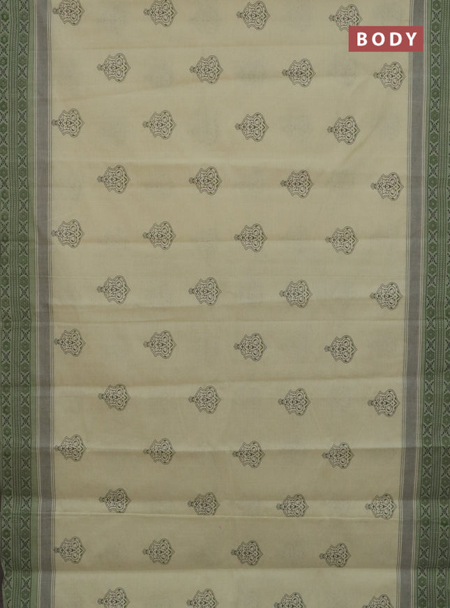 Chirala cotton saree mild pista green and pastel green with butta prints and printed border