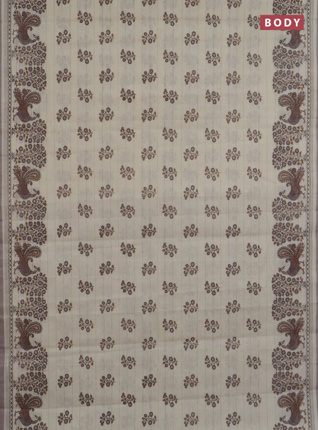 Chirala cotton saree cream and pastel brown with allover butta prints and printed border