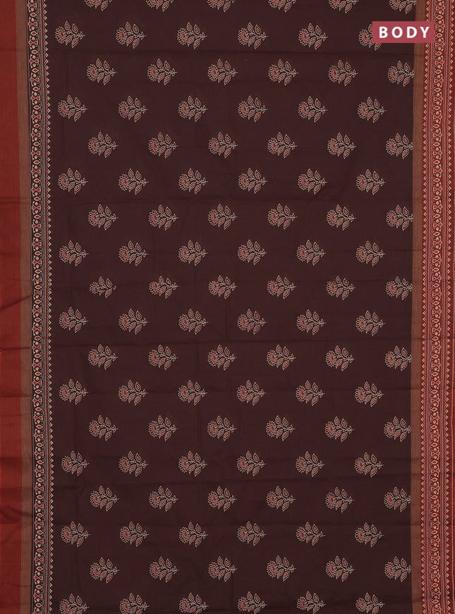 Chirala cotton saree brown shade and rust shade with allover butta prints and printed border