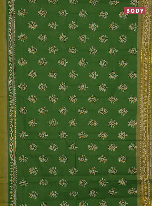 Chirala cotton saree green and green shade with allover butta prints and printed border