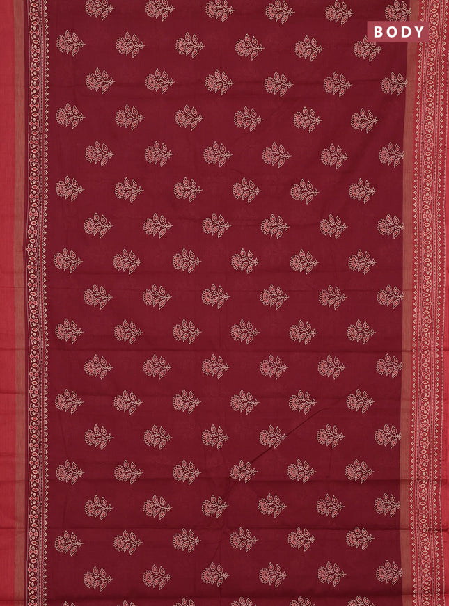 Chirala cotton saree maroon and maroon shade with allover butta prints and printed border