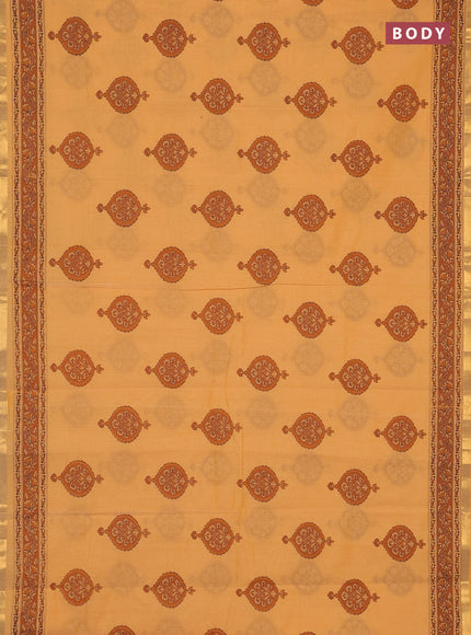 Chirala cotton saree yellow with butta prints and printed border