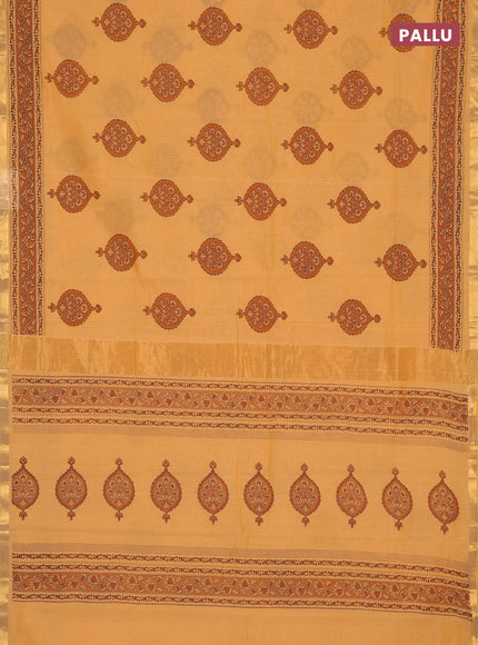 Chirala cotton saree yellow with butta prints and printed border