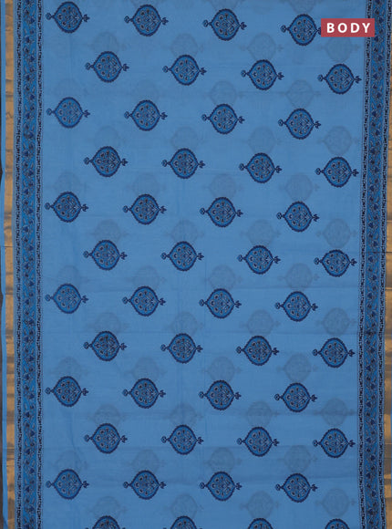 Chirala cotton saree light blue with butta prints and printed border