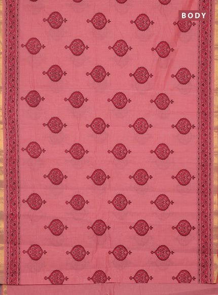 Chirala cotton saree peach pink with butta prints and printed border