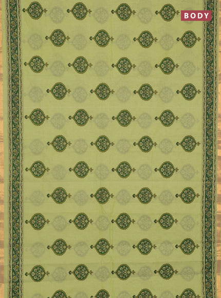 Chirala cotton saree light green with butta prints and printed border