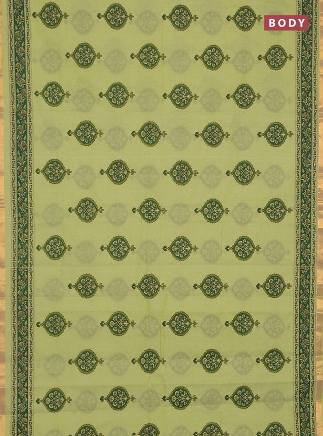 Chirala cotton saree light green with butta prints and printed border