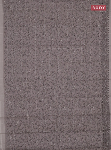 Chirala cotton saree grey with allover prints and printed border