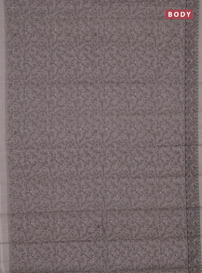 Chirala cotton saree grey with allover prints and printed border