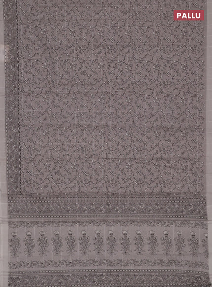 Chirala cotton saree grey with allover prints and printed border