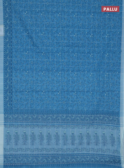 Chirala cotton saree teal blue and blue shade with allover prints and printed border