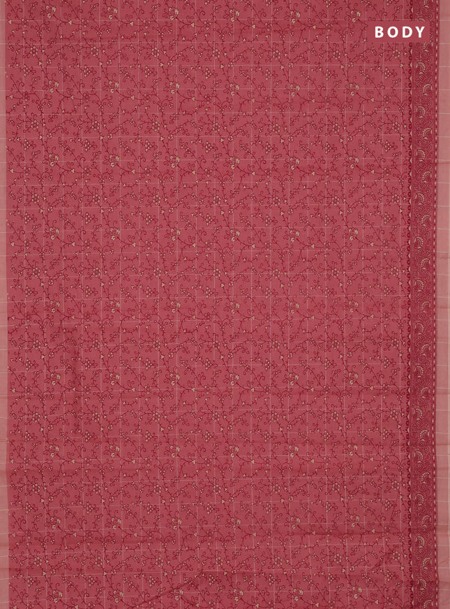 Chirala cotton saree peach pink and peach shade with allover prints and printed border
