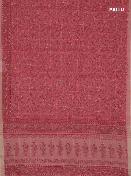 Chirala cotton saree peach pink and peach shade with allover prints and printed border