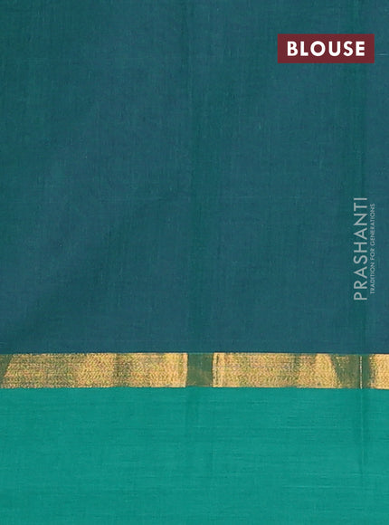 Chirala cotton saree navy blue and teal green with butta prints and zari woven printed border