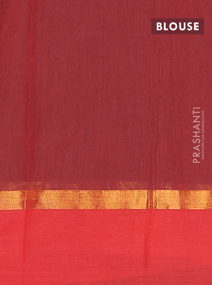 Chirala cotton saree coffee brown and red with butta prints and zari woven printed border
