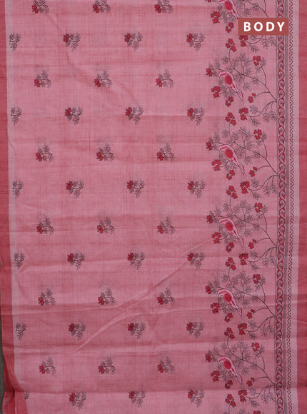 Chirala cotton saree light pink with butta prints and long printed border