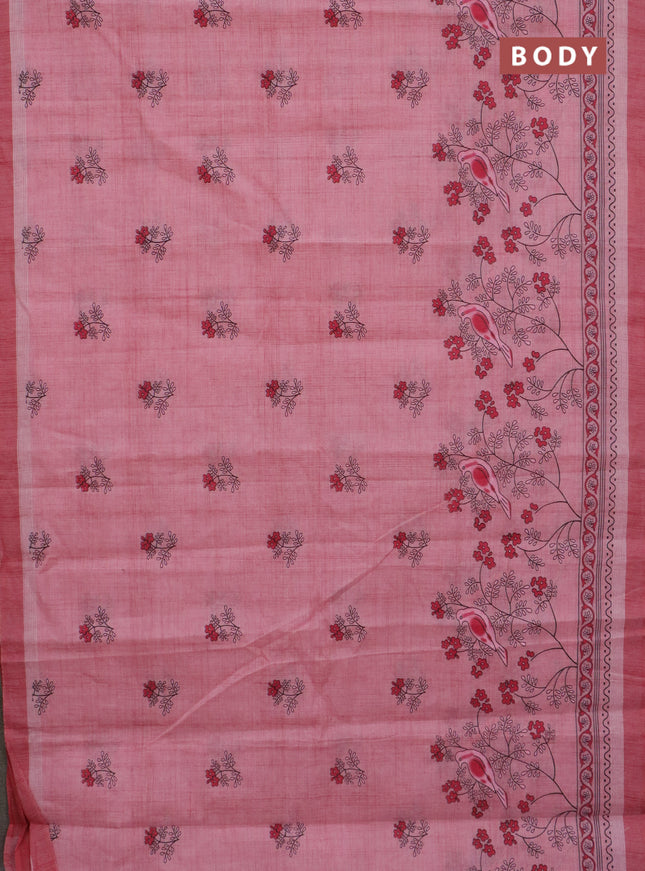 Chirala cotton saree light pink with butta prints and long printed border