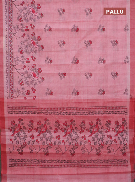 Chirala cotton saree light pink with butta prints and long printed border