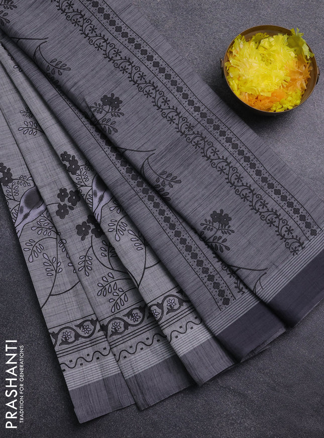 Chirala cotton saree grey with butta prints and long printed border